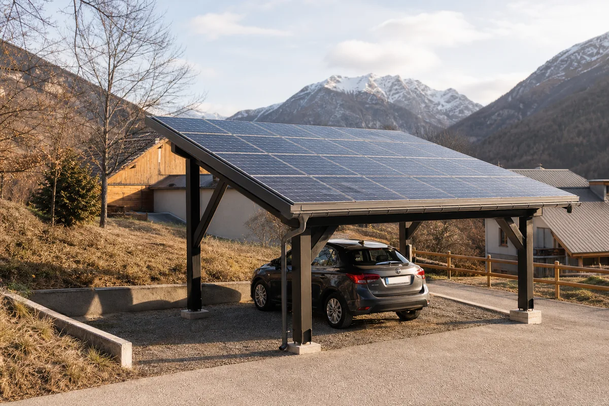 Carport solaire à Châteauroux-les-Alpes